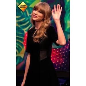 Rag & Bone black  leather and mesh paneling short sleeve mini dress size 2